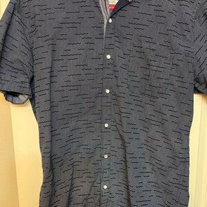 Casual Navy Textured Button-Down Shirt